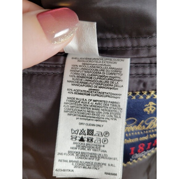 Brooks Brothers Estrato Trabaldo Togna 1840 Wool Blazer Size 45R/W40 FLAWED - Picture 10 of 13